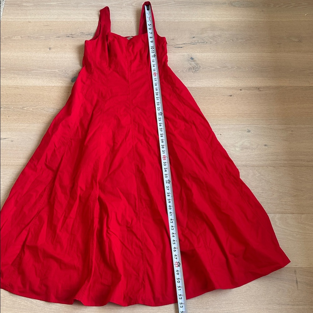 New commense Red Maxi Dress Square Neck Lace-Up Corset Back Size large - Picture 10 of 13
